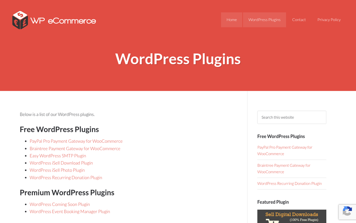 WP eCommerce plugin WordPress dashboard screenshot