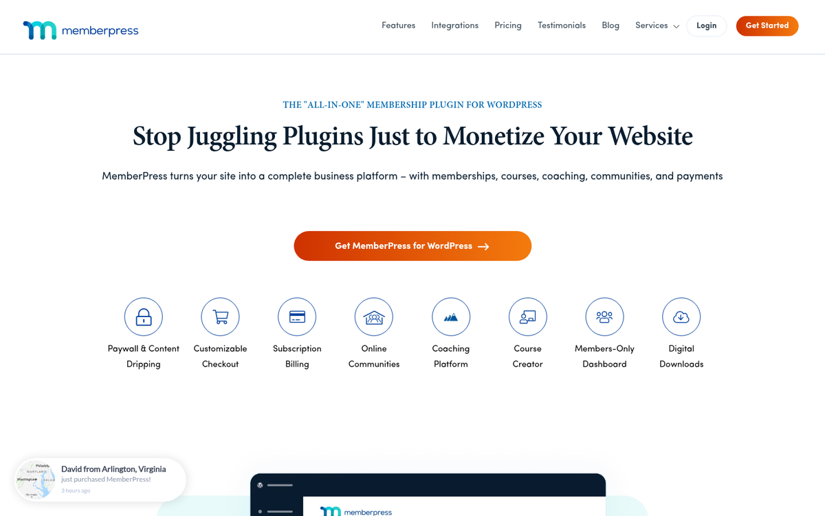 MemberPress membership plugin dashboard interface
