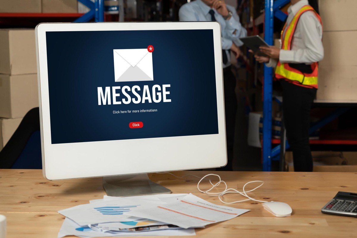 Person setting up automated email newsletter workflow