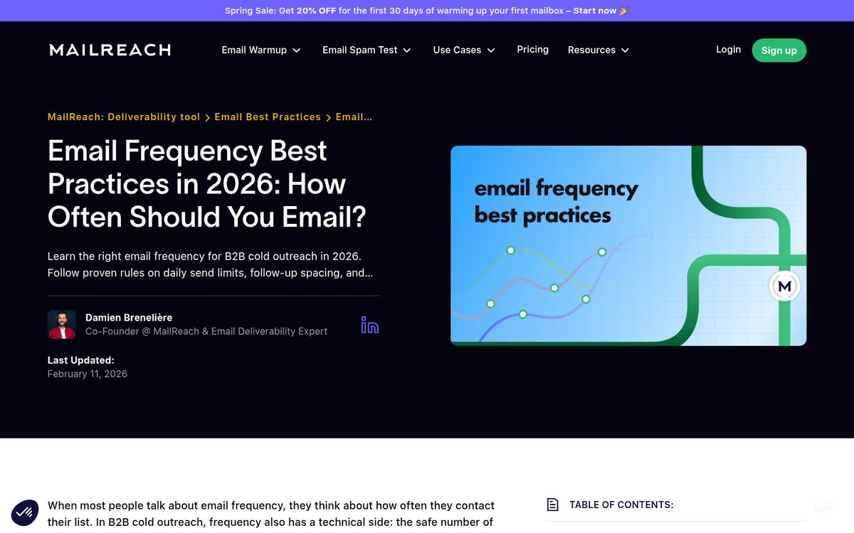 Email frequency settings configuration panel