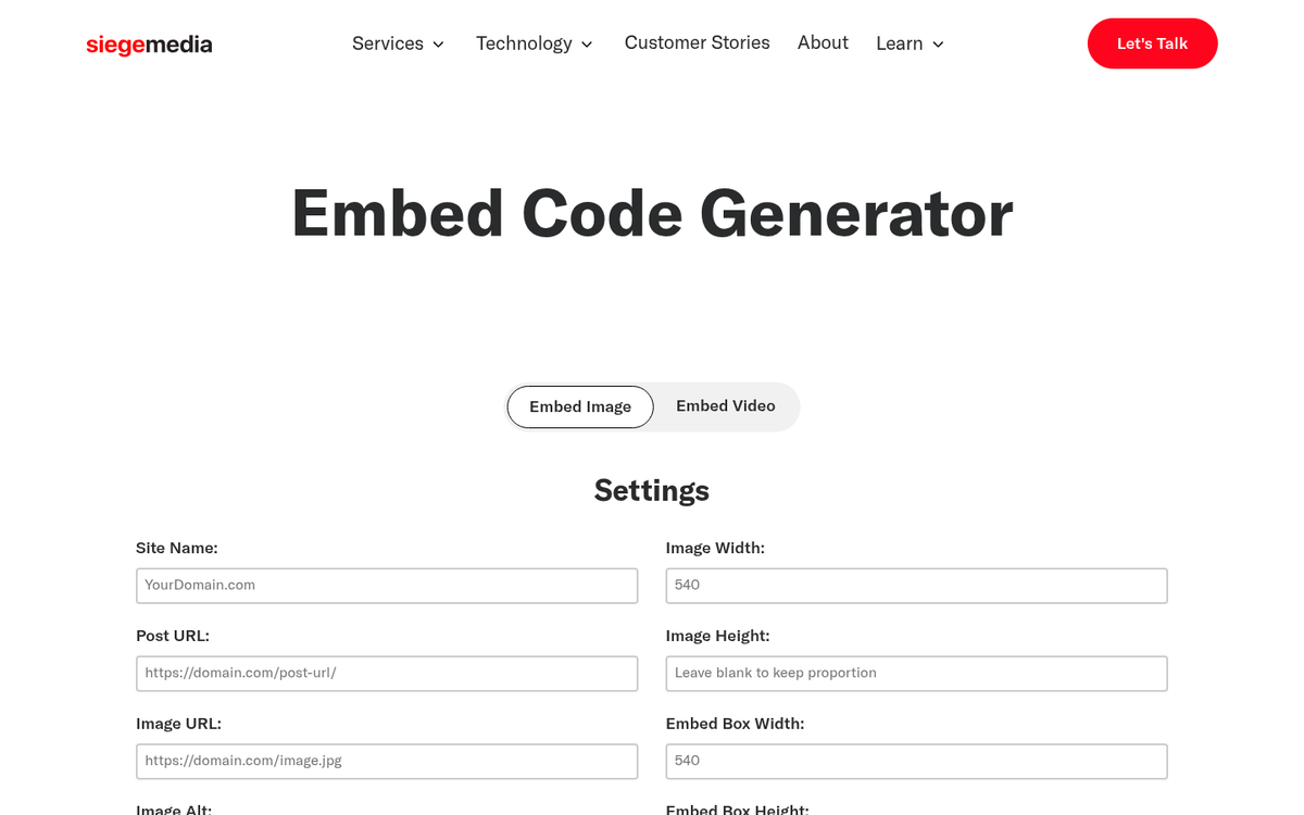 Website displaying site name field