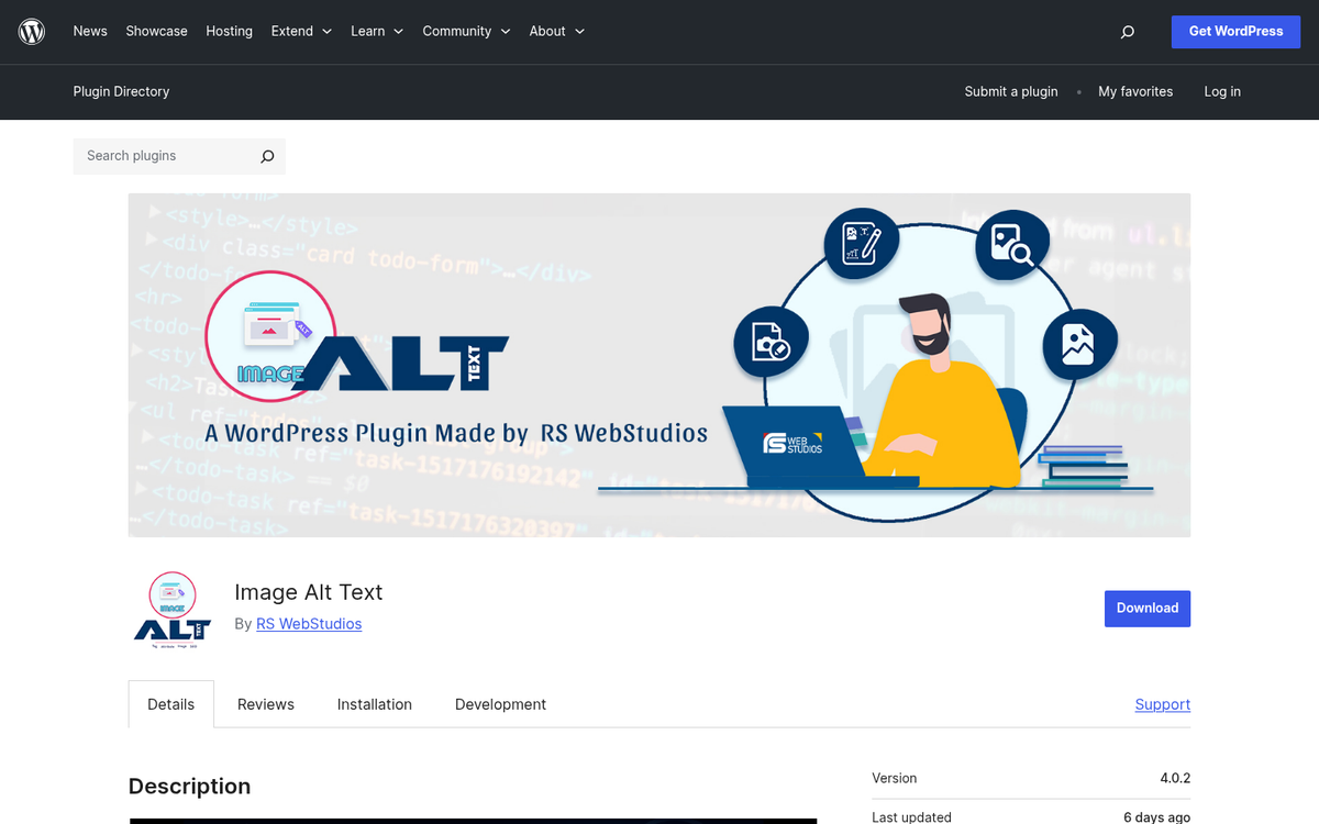 Screenshot showing image alt text field