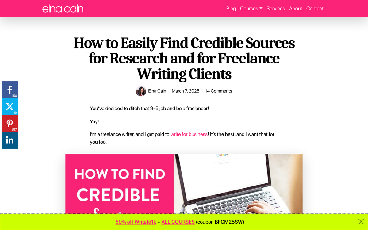 Researcher browsing websites for blog references