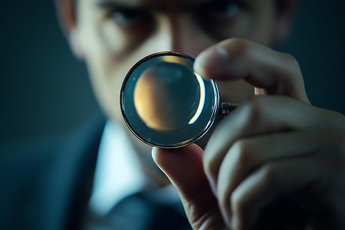 Person hidden behind magnifying glass search results