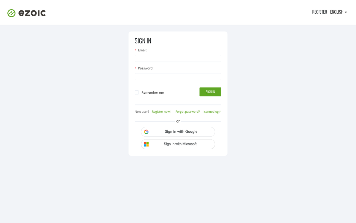 Ezoic ad network homepage screenshot