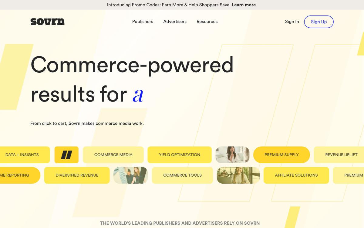Sovrn ad network homepage screenshot