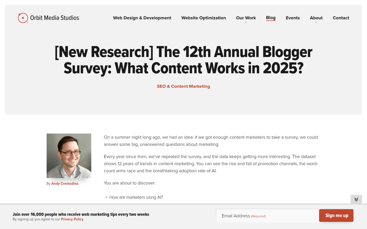 Frustrated blogger staring at empty screen