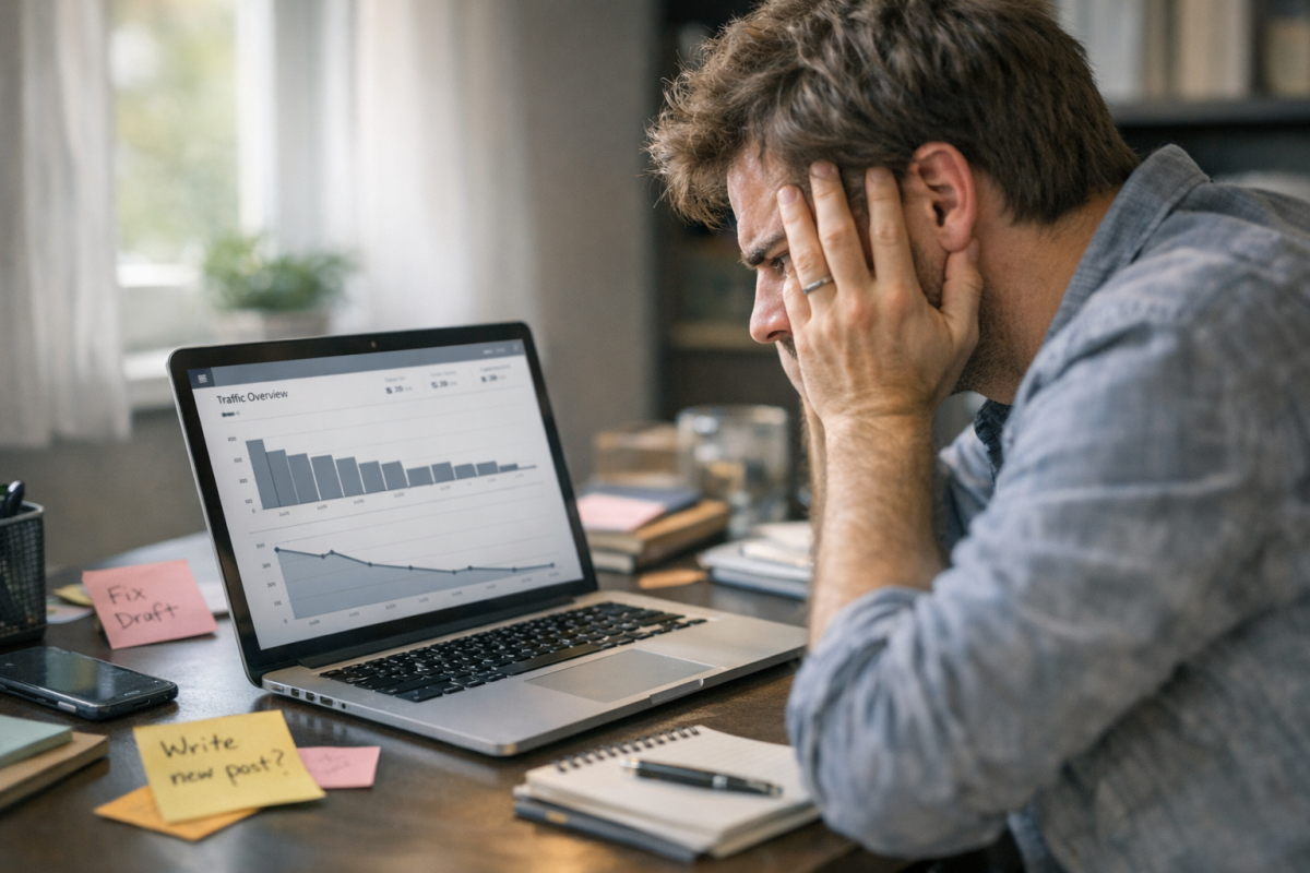 Person searching for direction at crossroads