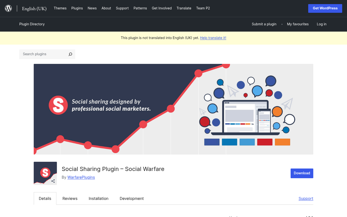Social Warfare plugin additional features overview screenshot