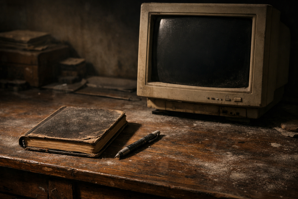 Tombstone engraved with Facebook Notes text
