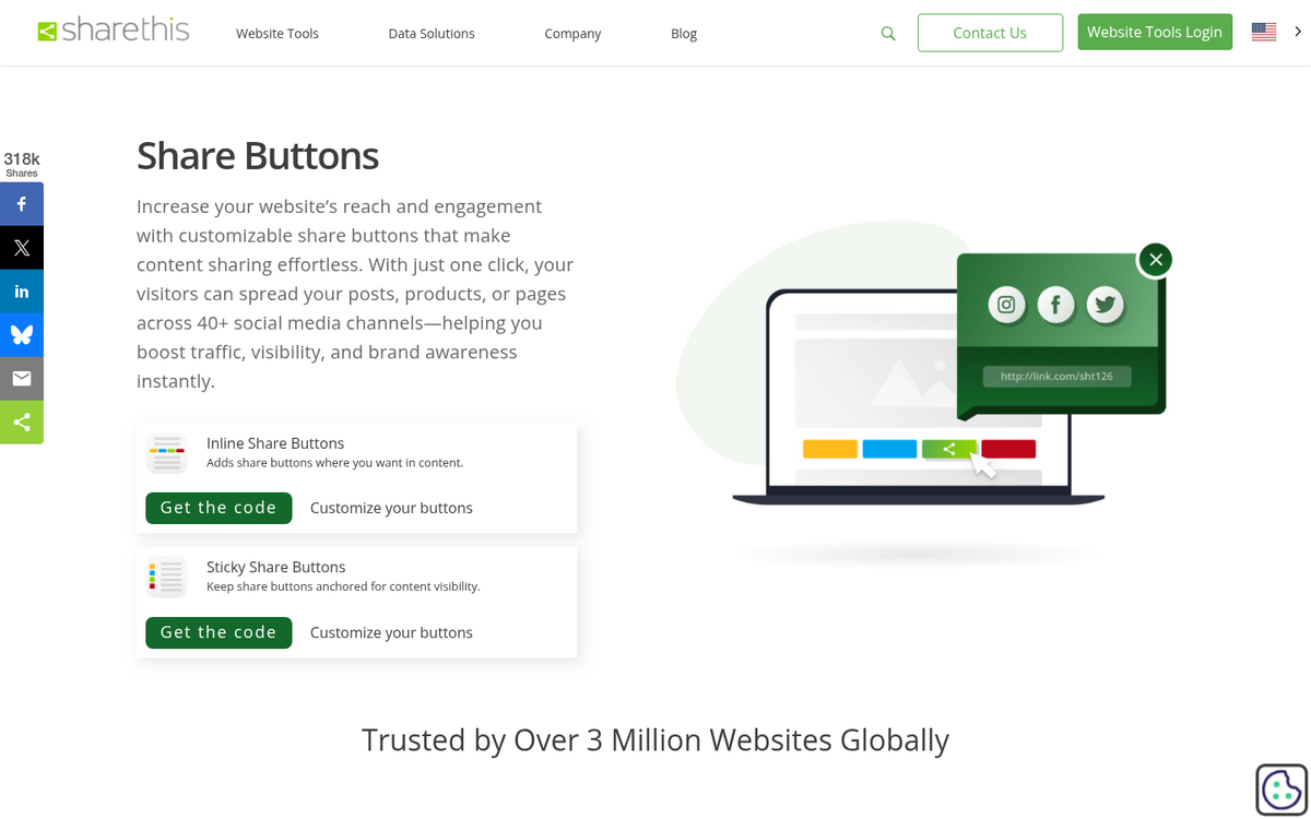 Website share buttons update checklist screenshot