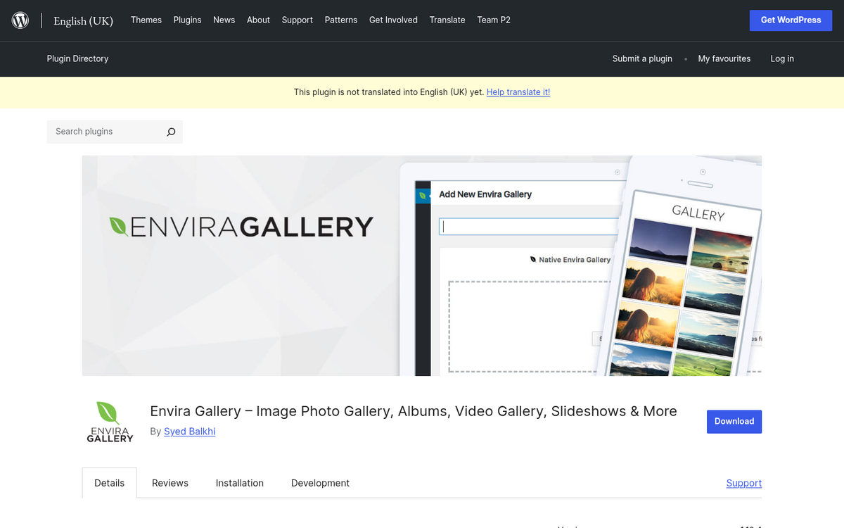 Envira Gallery WordPress plugin screenshot