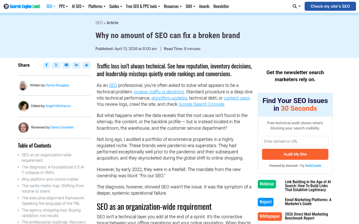 Blog post traffic declining over time graph