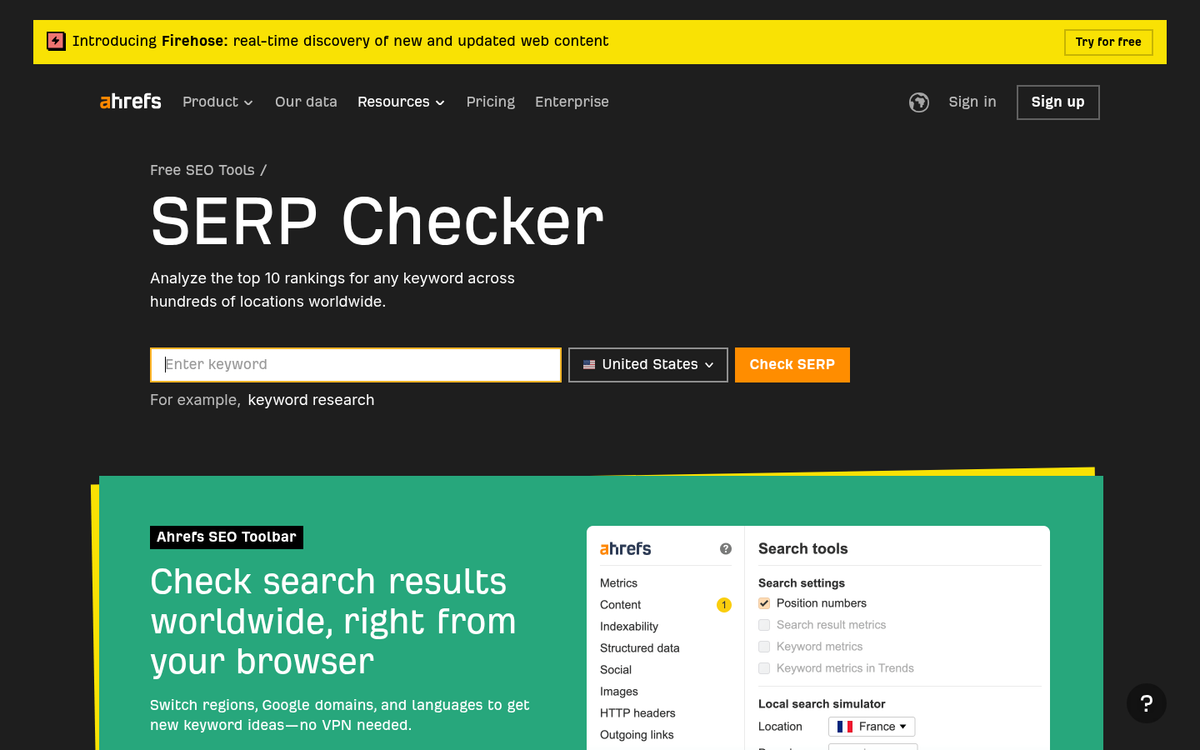 Keyword competition analysis tool dashboard screenshot