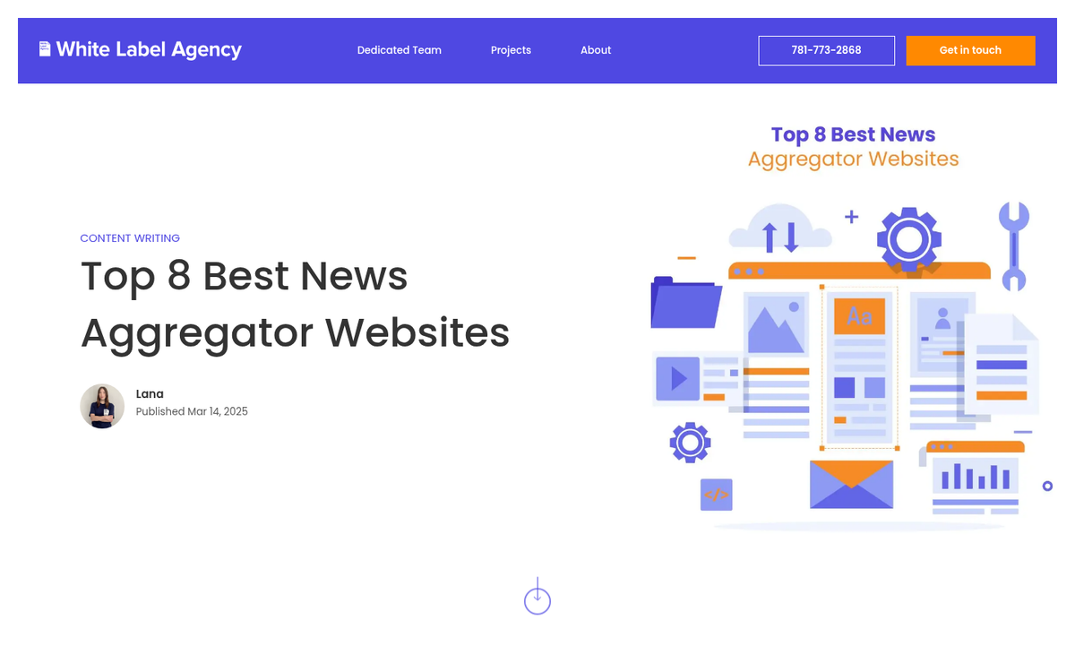 Blog post aggregator website homepage screenshot