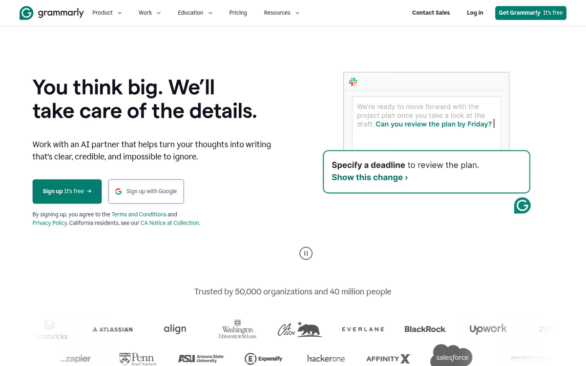 Grammarly grammar checking tool interface screenshot