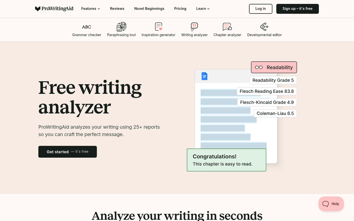 ProWritingAid grammar checking tool interface screenshot