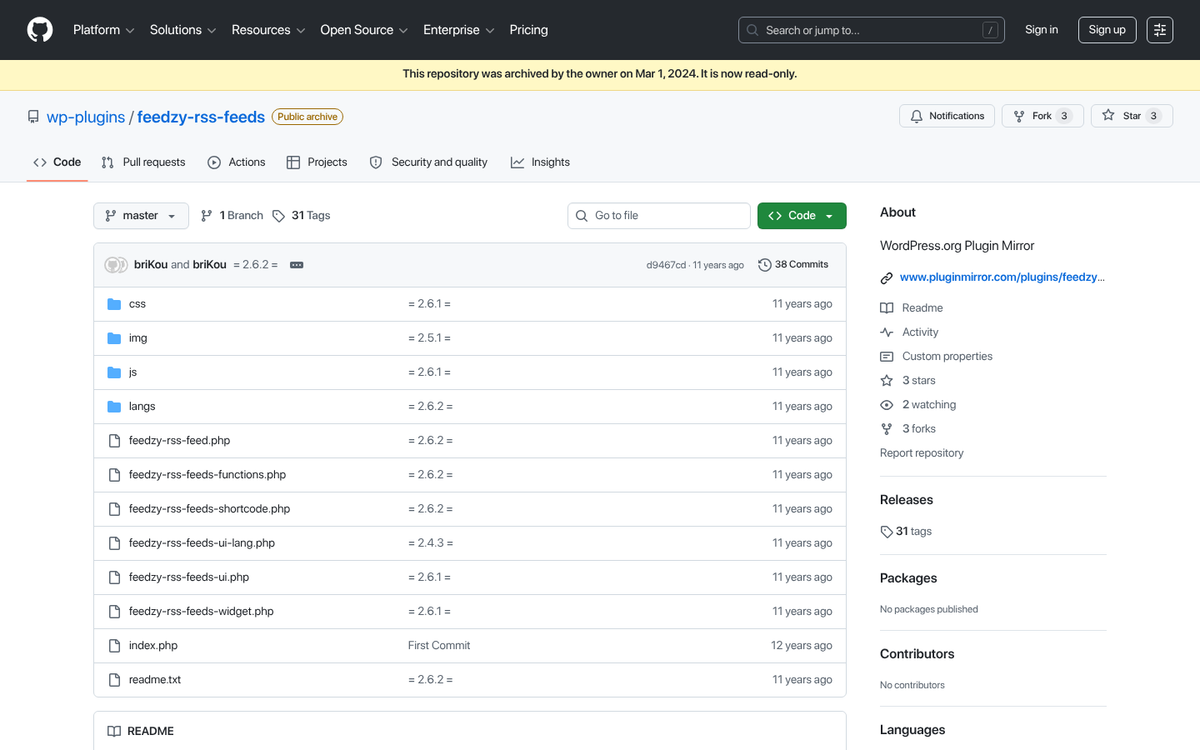 WordPress feed URL clues in browser address bar