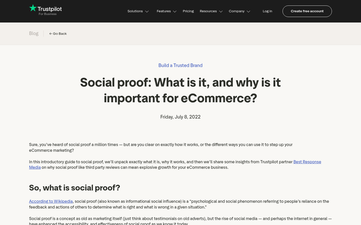 Website screenshot showing social proof elements