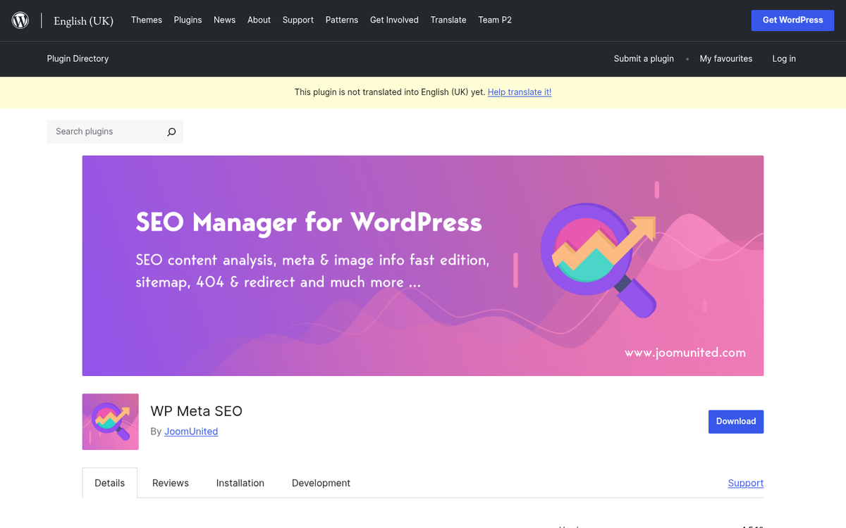 WP Meta SEO plugin WordPress dashboard screenshot
