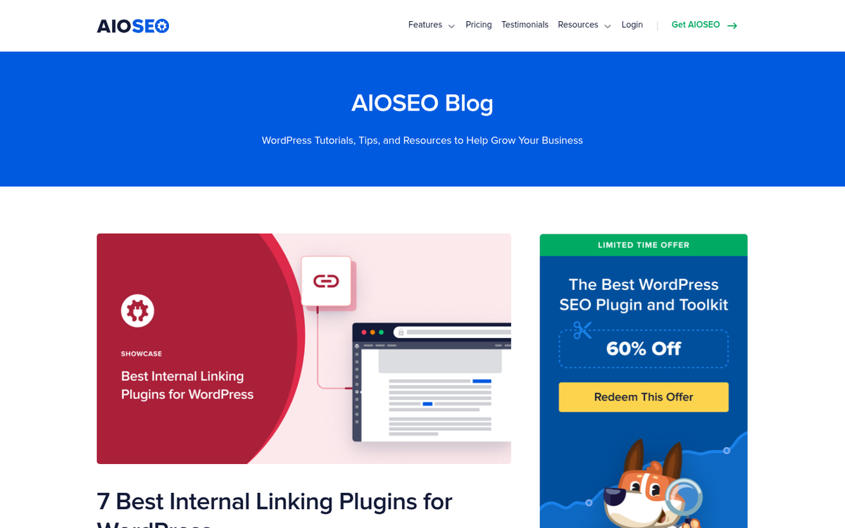 WordPress SEO internal links plugin interface screenshot