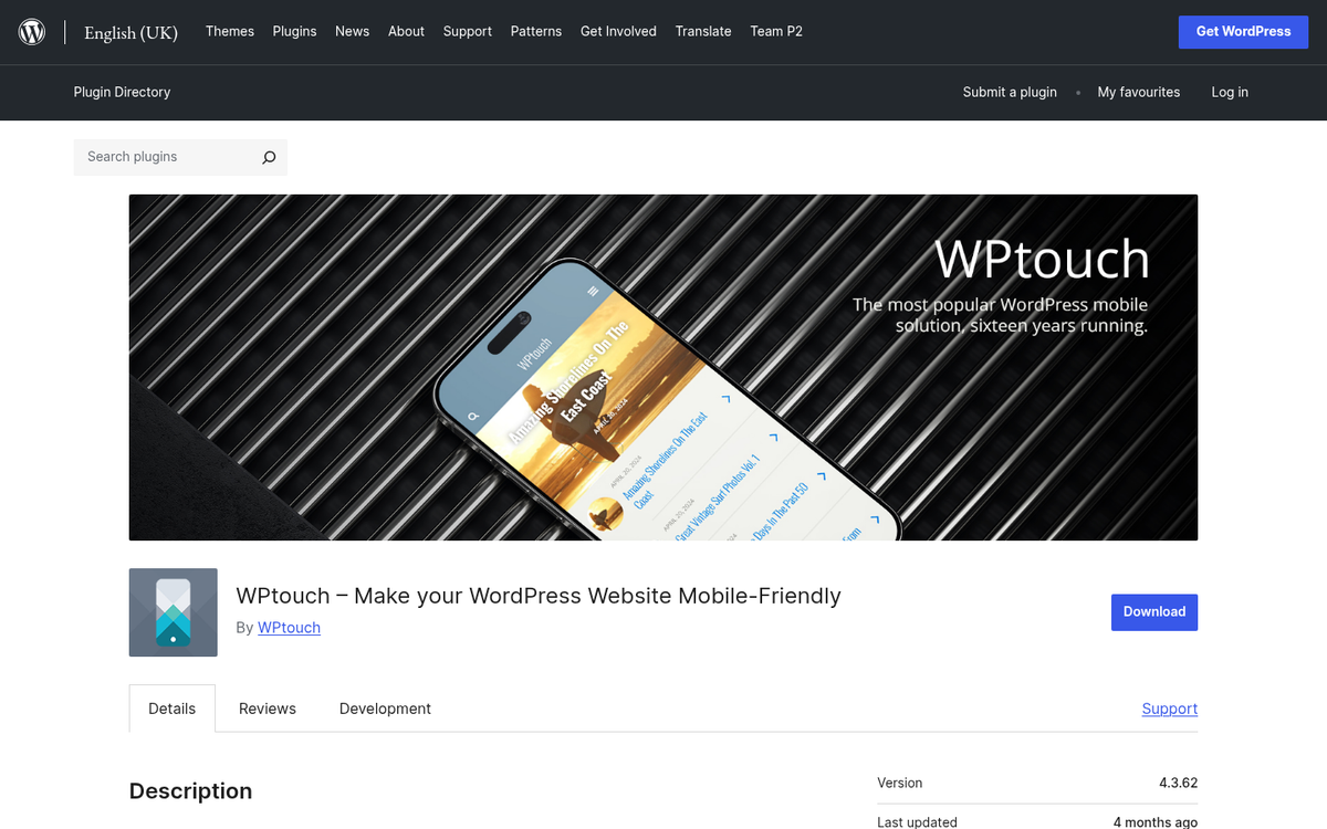 Mobile-friendly WordPress blog on smartphone screen