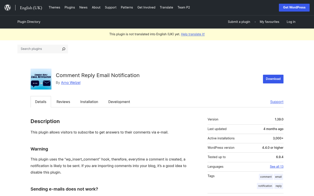 Replyable WordPress commenting plugin interface screenshot