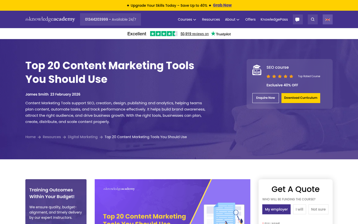 Screenshot of blog content budgeting tools