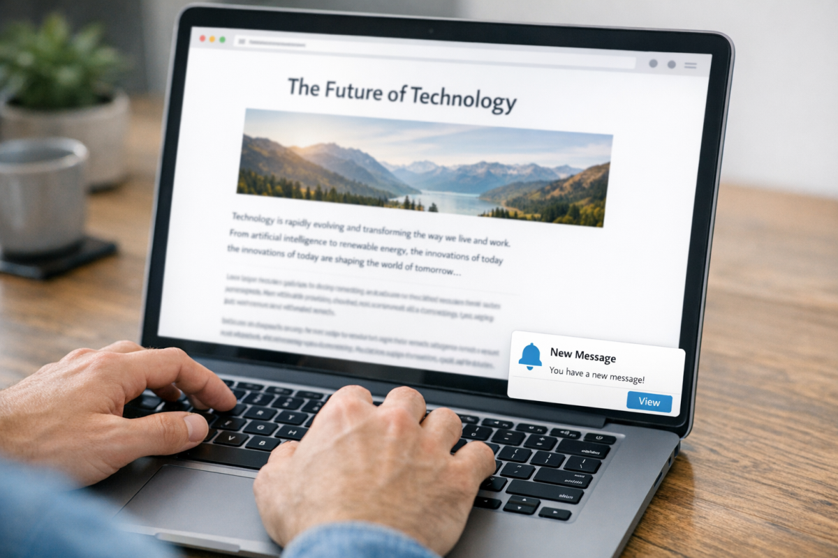 Frustrated user closing intrusive blog popup