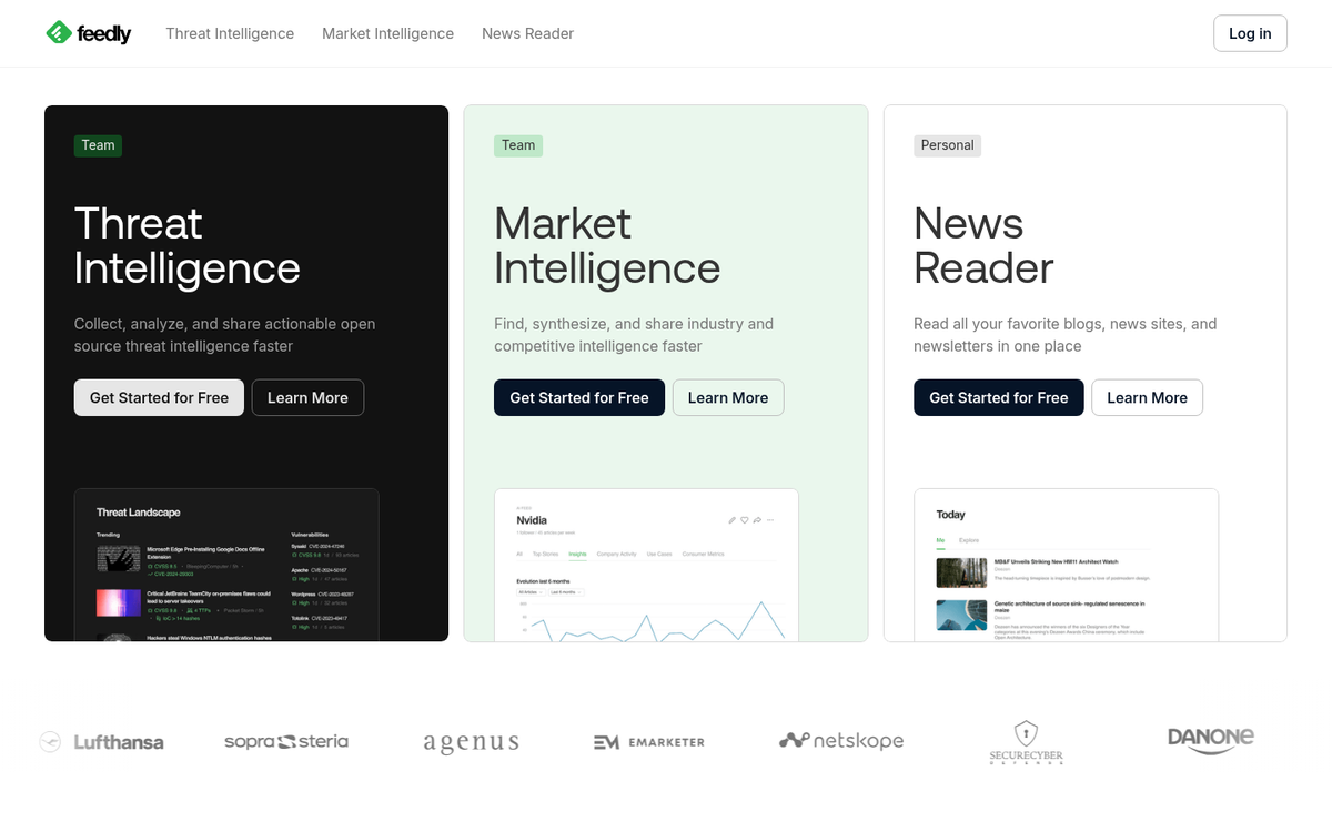 Feedly content curation platform interface screenshot