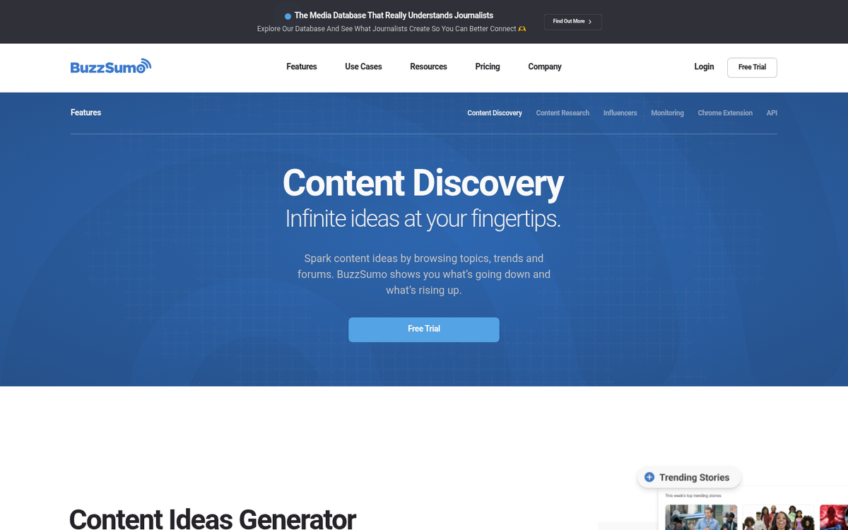 BuzzSumo content curation platform interface screenshot