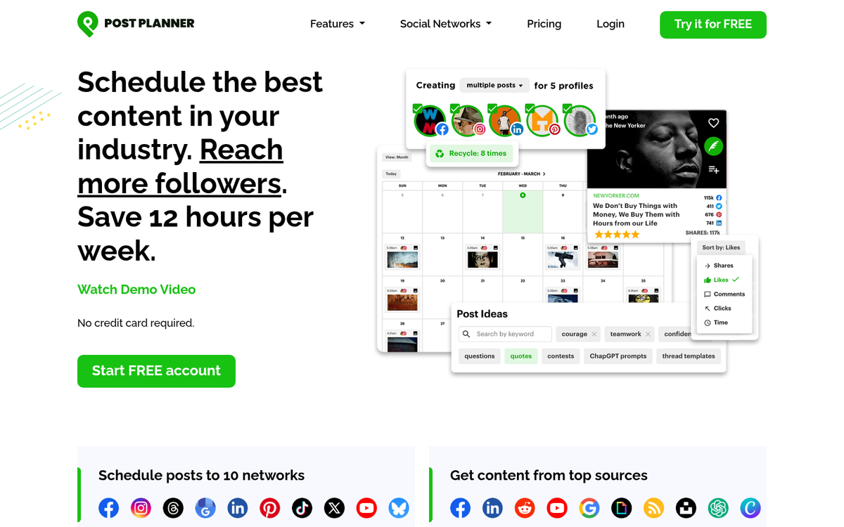 Post Planner content curation platform interface screenshot