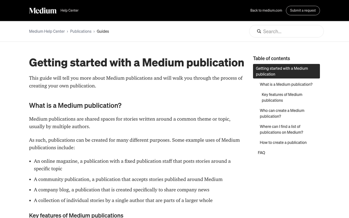 Medium publication homepage displayed on screen