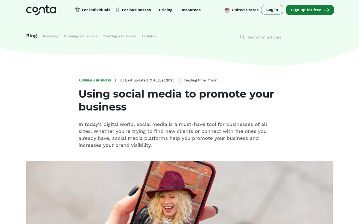 Blogger sharing post on social media