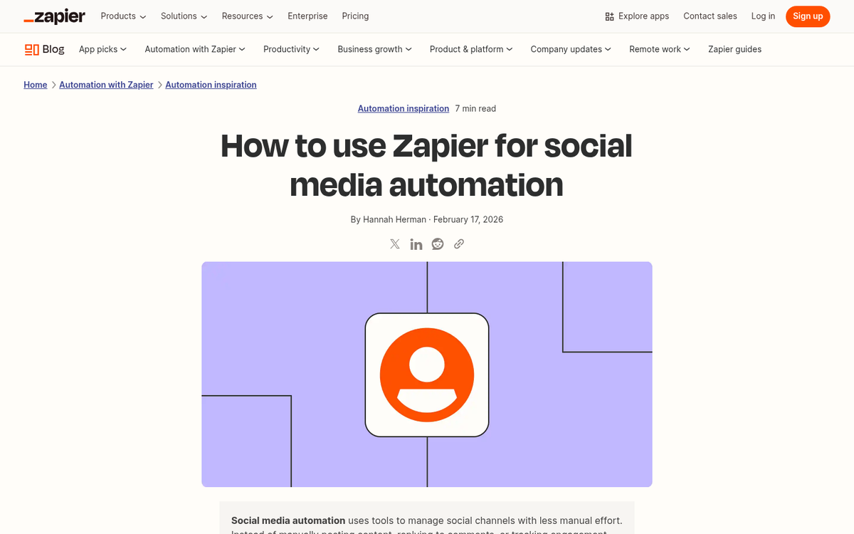 Zapier workflow automating social media post sharing
