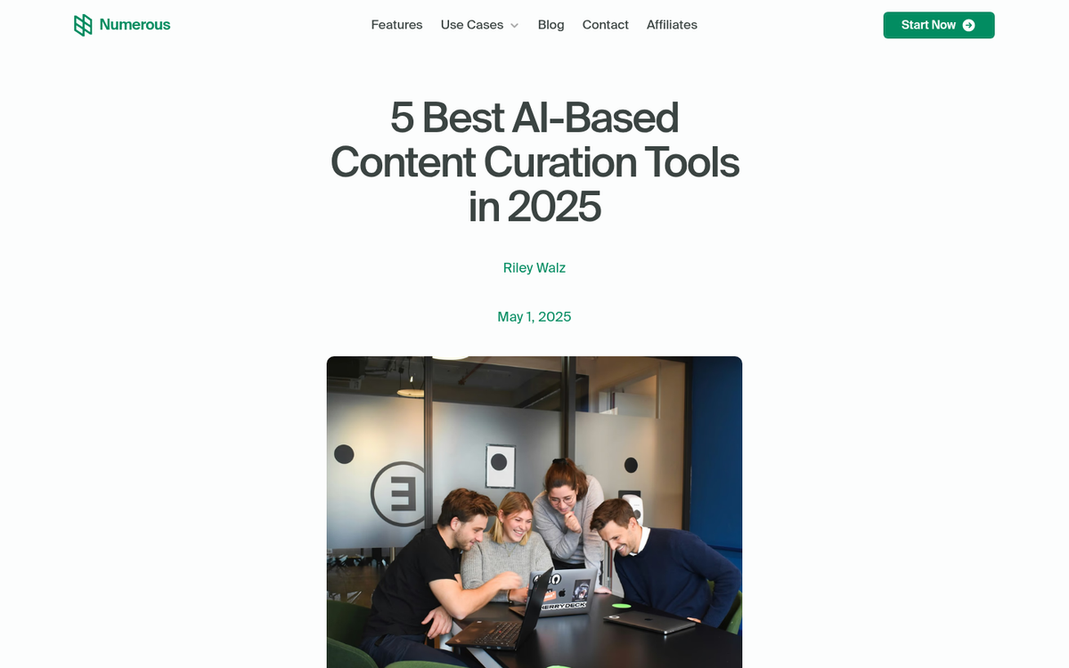 Curated content feed displayed on screen