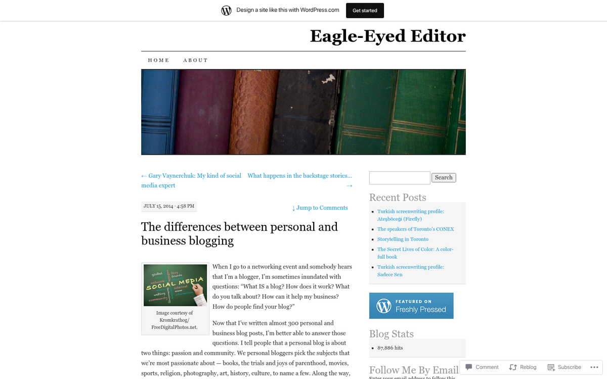 Personal blog website on separate domain