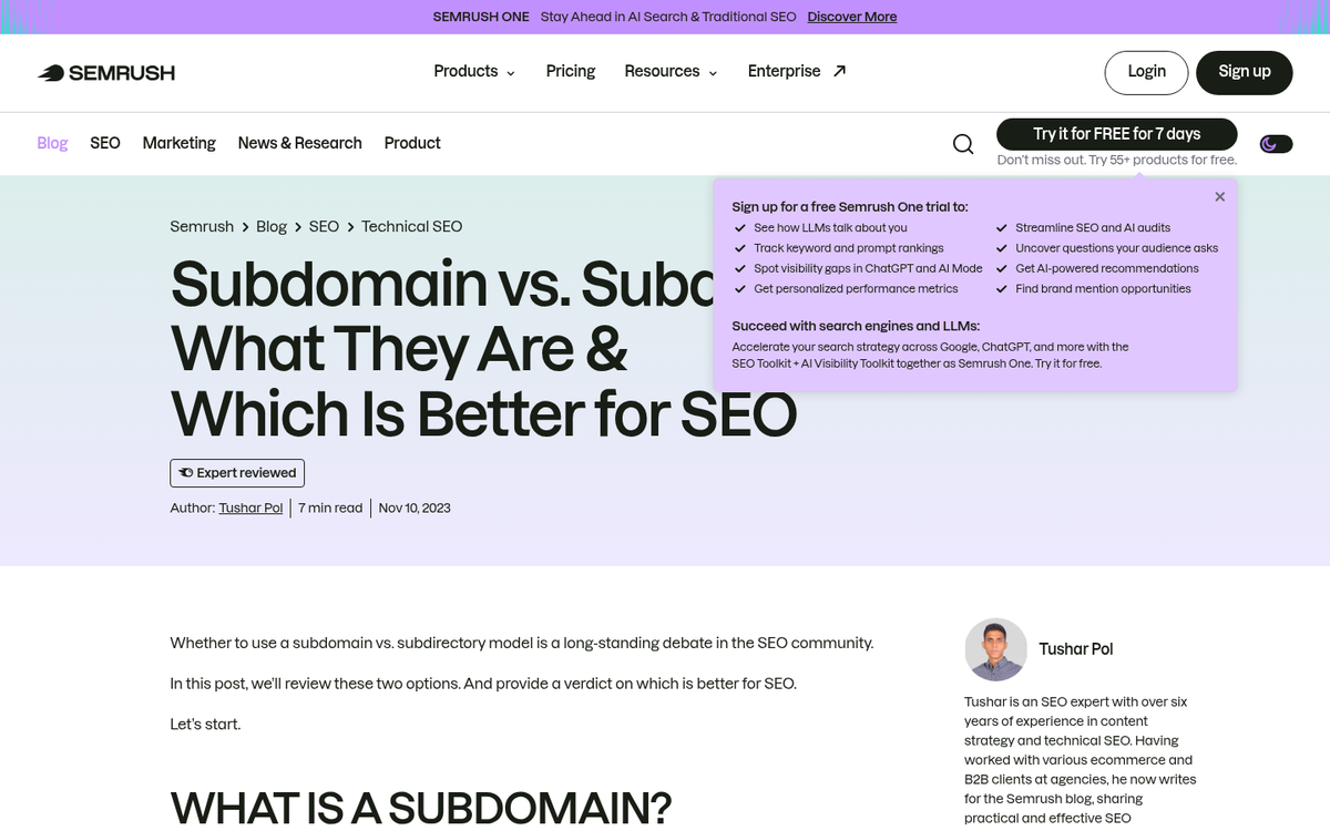 Subdomain versus subfolder URL structure comparison