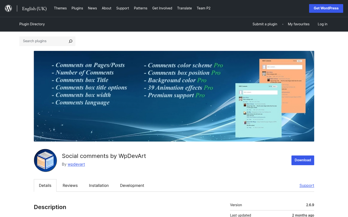 Facebook Comments plugin on a website