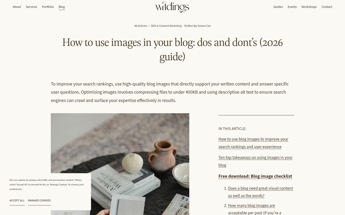 Screenshot of a media-rich blog post