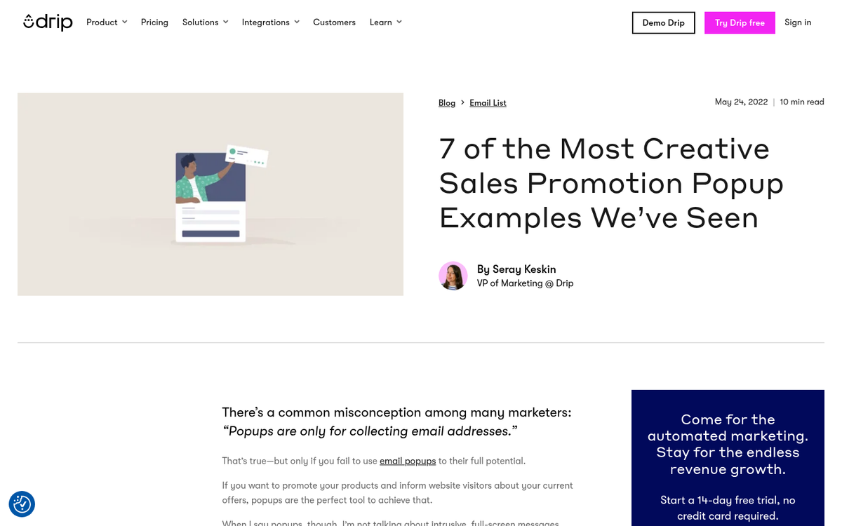 Promotional content overwhelming a blog post example