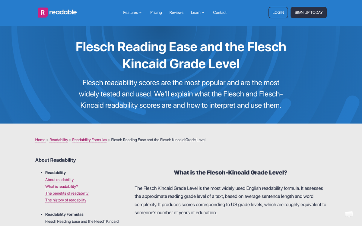 Simple readable blog post example screenshot