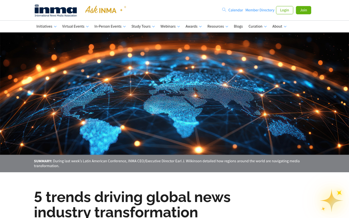 Newspaper headlines with digital industry overlay