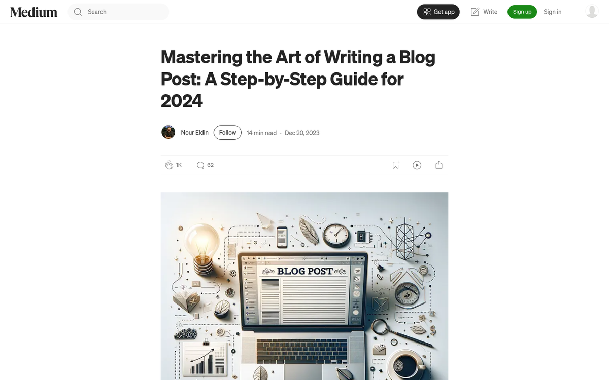 Writer making clear structured blog point