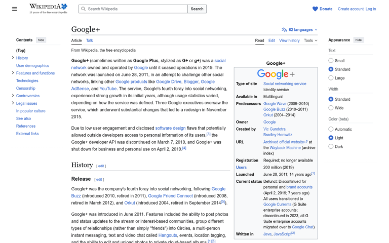 Google Plus interface showing declining user engagement