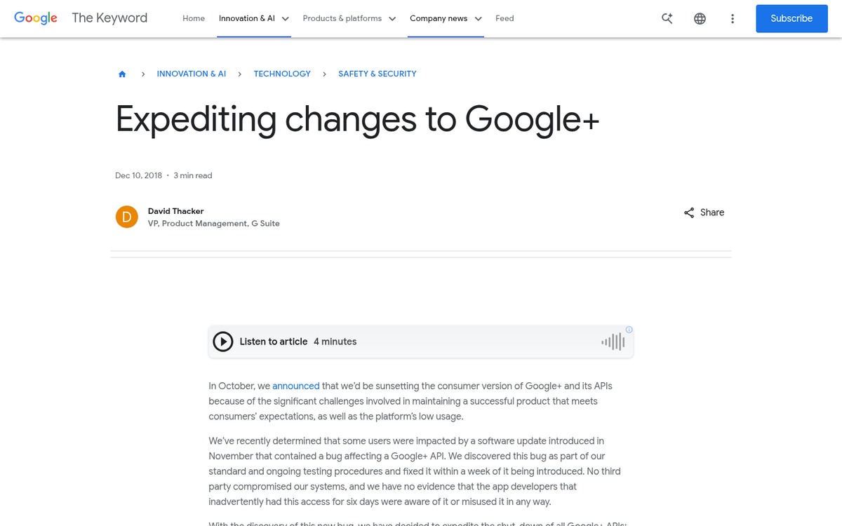 Google Plus share count removal interface screenshot