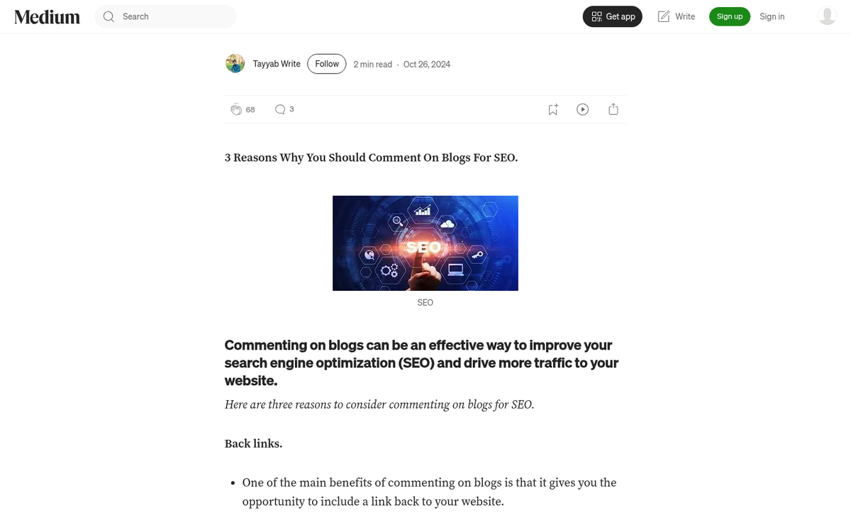 Blog comments section with user engagement