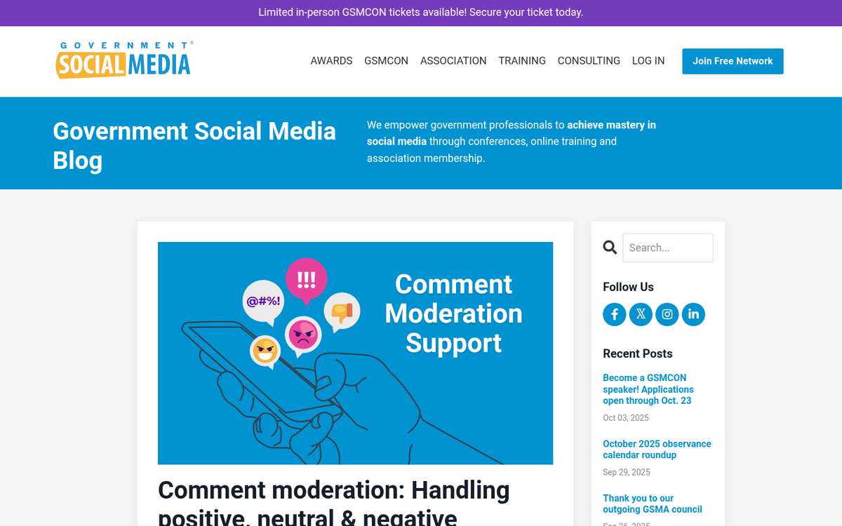 Blog comment section on a webpage