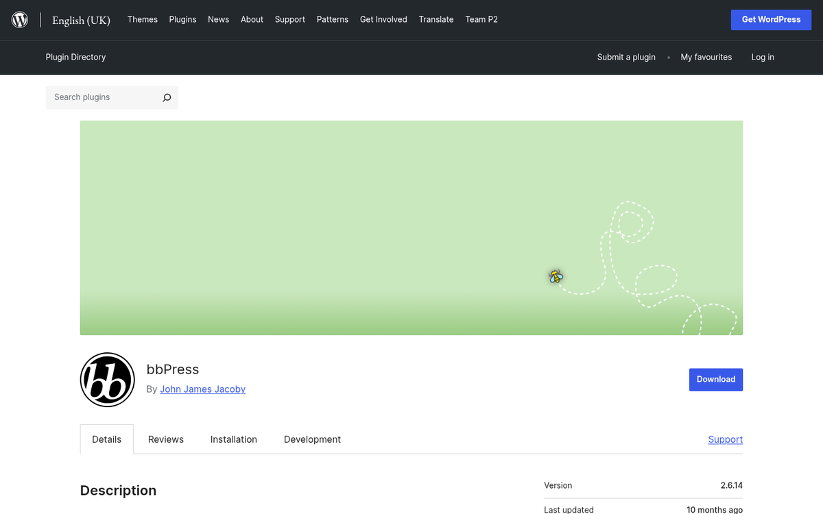 bbPress forum plugin WordPress interface screenshot