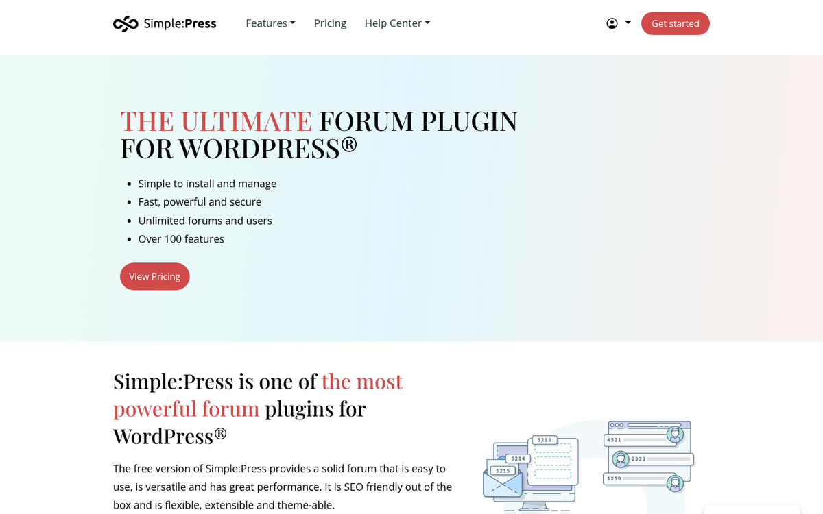 Simple:Press forum plugin WordPress interface